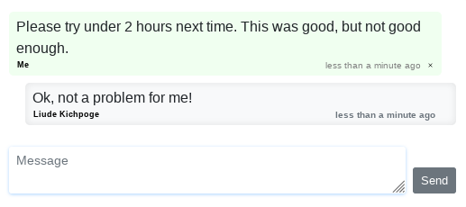 Chat function in the training view