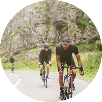 Bike racing in the hills near the Cheddar Gorge